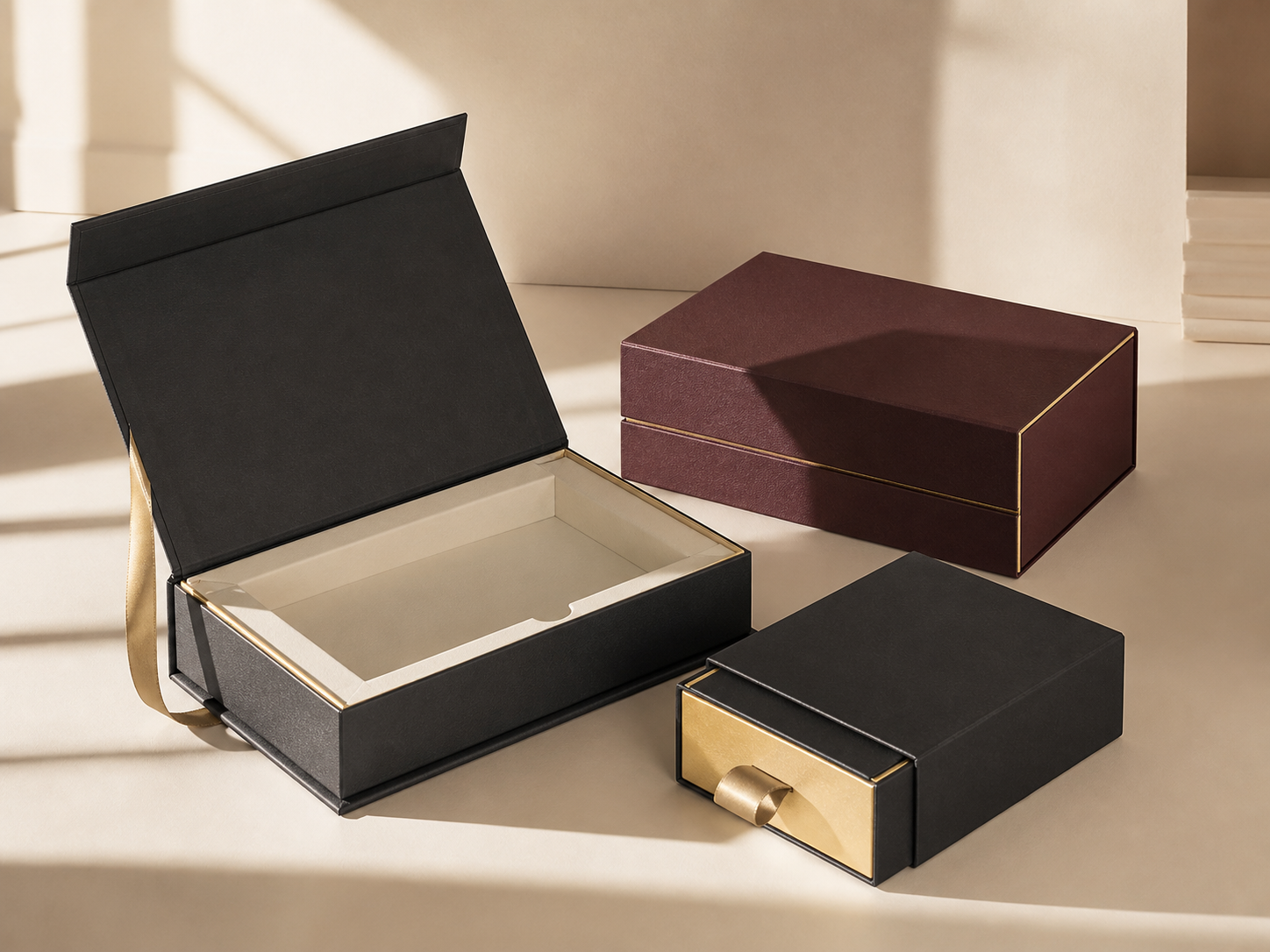 Premium rigid gift box with gold foil detailing